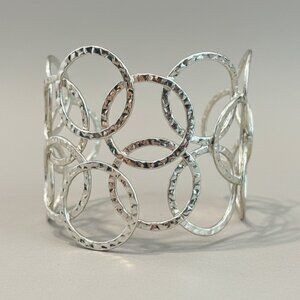 Hammered Silver Wide Cuff Bracelet